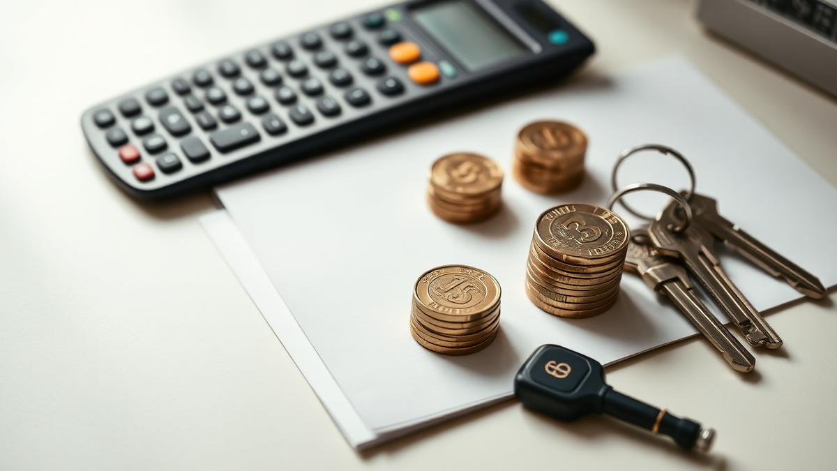 Calcolatrice e documenti per le spese di acquisto di una casa
